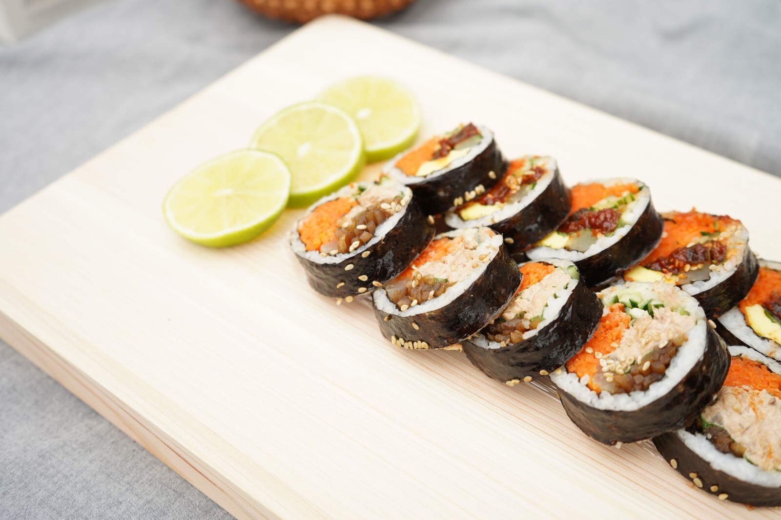 BOUMBI Hinoki Wood Reversible Cutting Board with Metal Handle(17.3x9.8x1.05)