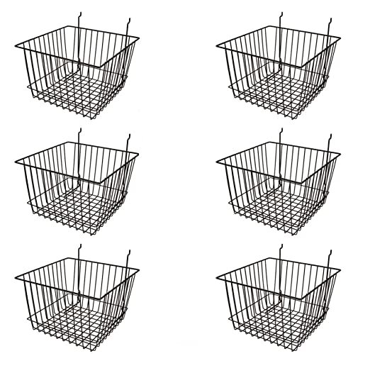 Deep Wire Storage Baskets For Gridwall and Slatwall 12" x 12" x 8"  6pk