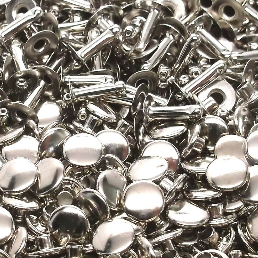Solid Brass Nickel Plate Rapid Rivets Medium 100 Pack 1273-02