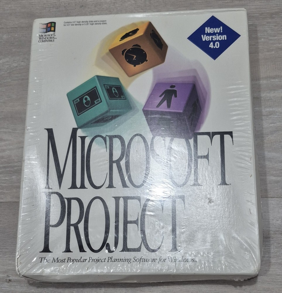 Microsoft Project Version 4.0 – Sealed Vintage Software (Windows 3.x, 1994) NEW