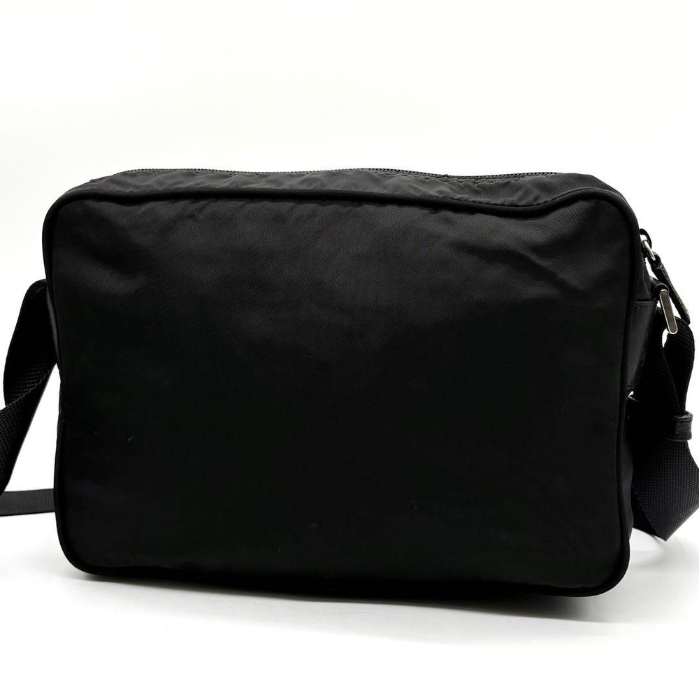 PRADA Shoulder Bag Nylon Leather Triangular Logo White Tag Guarantee