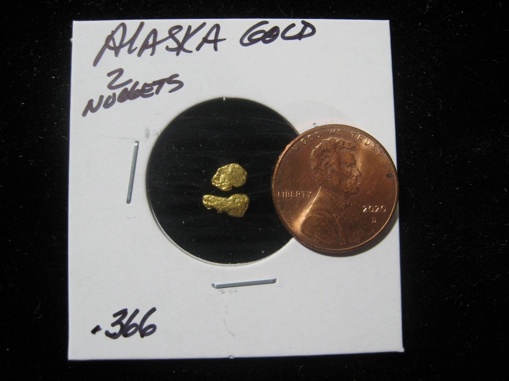 ALASKA GOLD .366 GRAM  2 NUGGETS