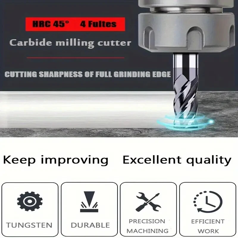 5PCS 1/2 " 4 FLUTE LONG CARBIDE END MILL - TiALN COATED