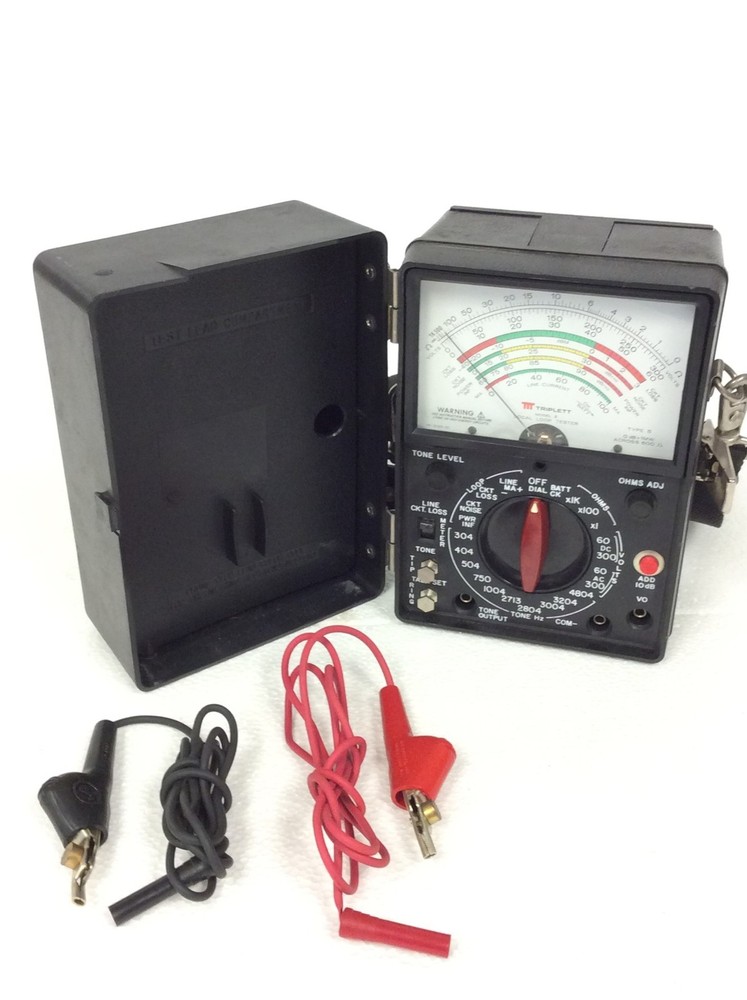 Vintage Triplett Model 3 Local Loop Tester Multi Meter With Leads, WORKING