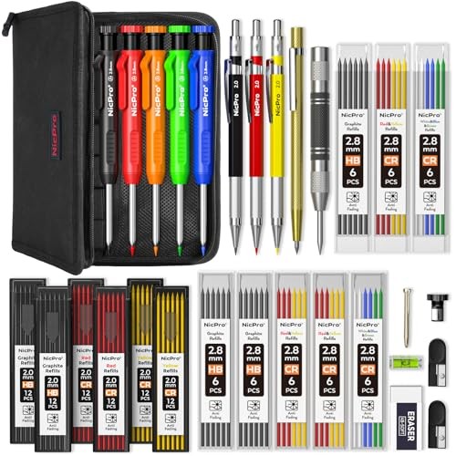 31 Pack Carpenter Pencil Set with Sharpener, Mechanical Carpenter 31 PACK