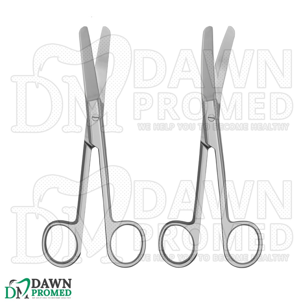 2 Pcs Operating Scissors 4.5" Straight & Curved Blunt Blunt Round Pattern Set