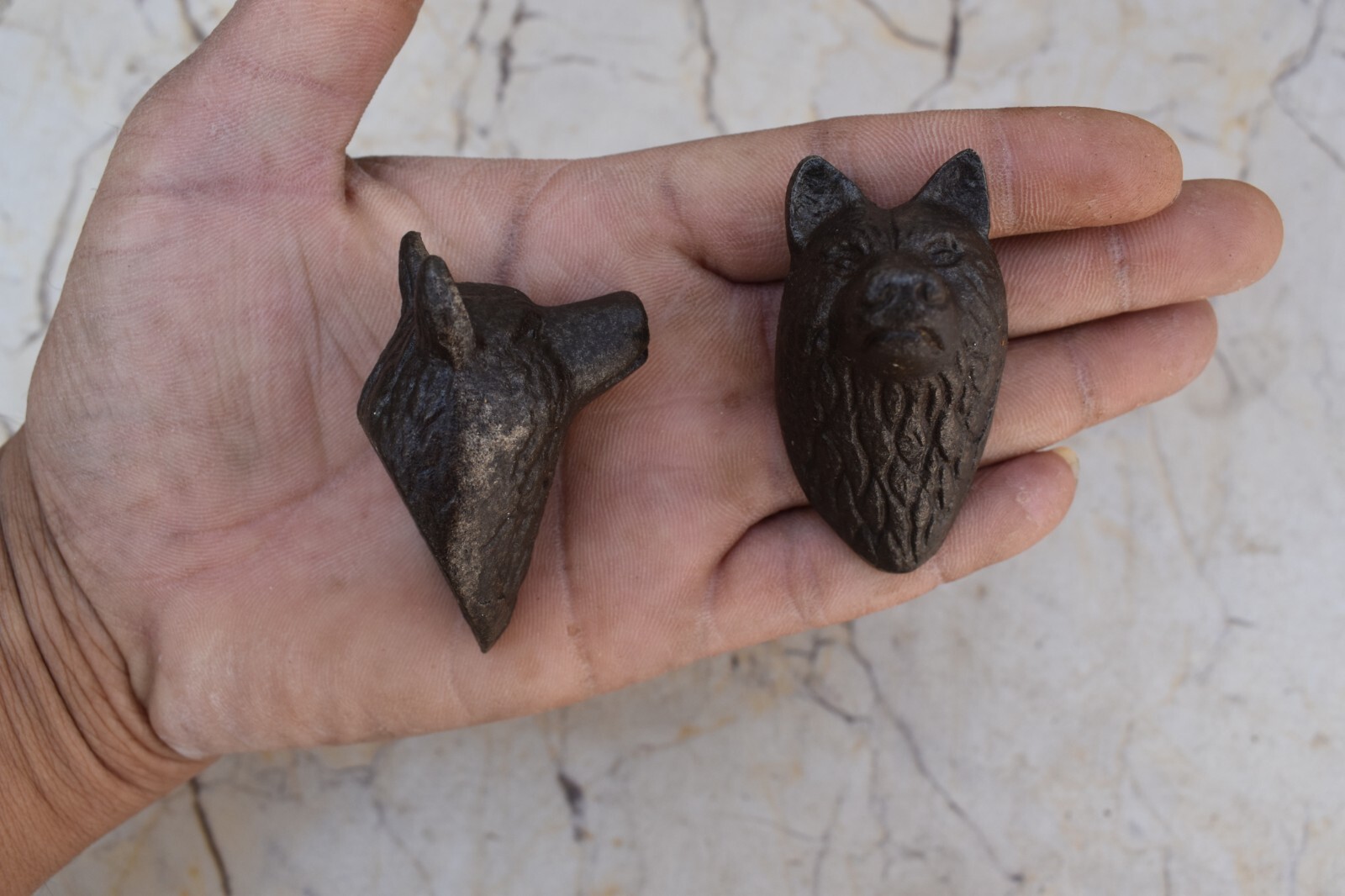 Vintage Cast Iron Wolf Face Shape Pulls Drawer Cabinet Door Handles Knobs 10 pcs