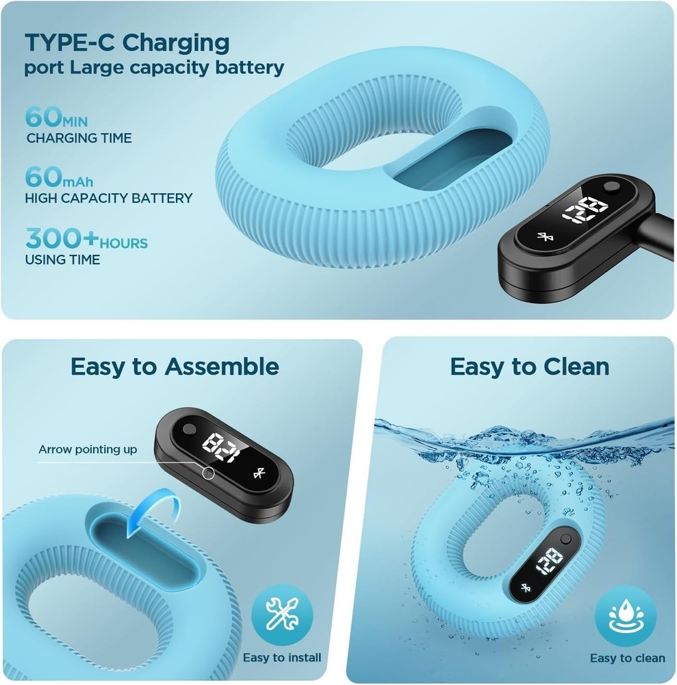 30lb Smart Grip Trainer - Durable Silicone with Interactive Games & HID Browsing