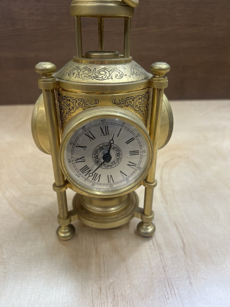 NAUTICAL 3-SIDED BRASS - CLOCK, BAROMETER, THERMOMETER & COMPASS Untested READ