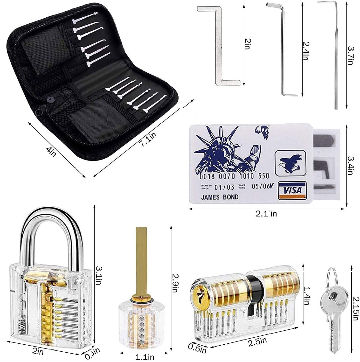 34 Pcs Padlock Unlocking Lock Practice Tool Set for Novice Beginner Locksmith US