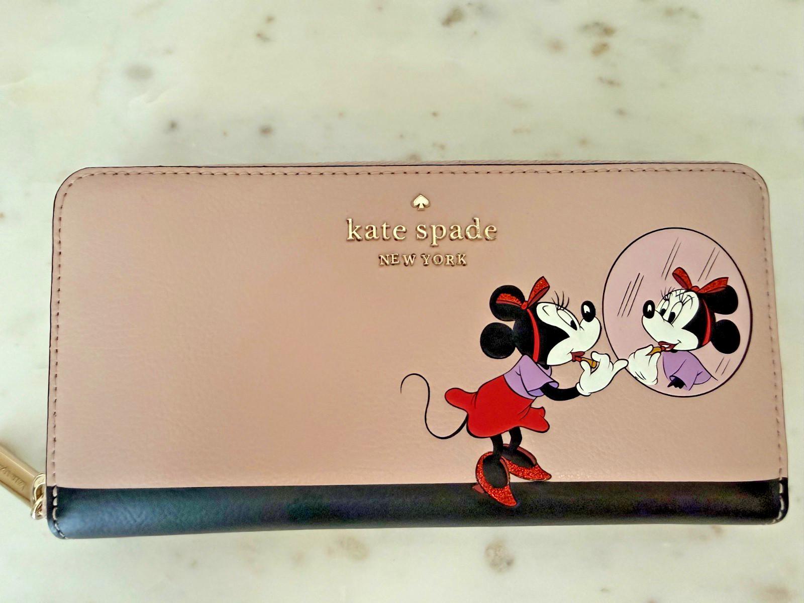 Kate Spade X Disney Minnie Mouse Wallet, applying her lipstick, A+dorable :-) !!