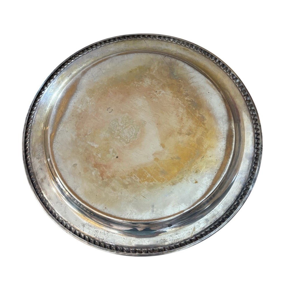 Vintage Silver Plate Serving Tray Floral Pattern 15”