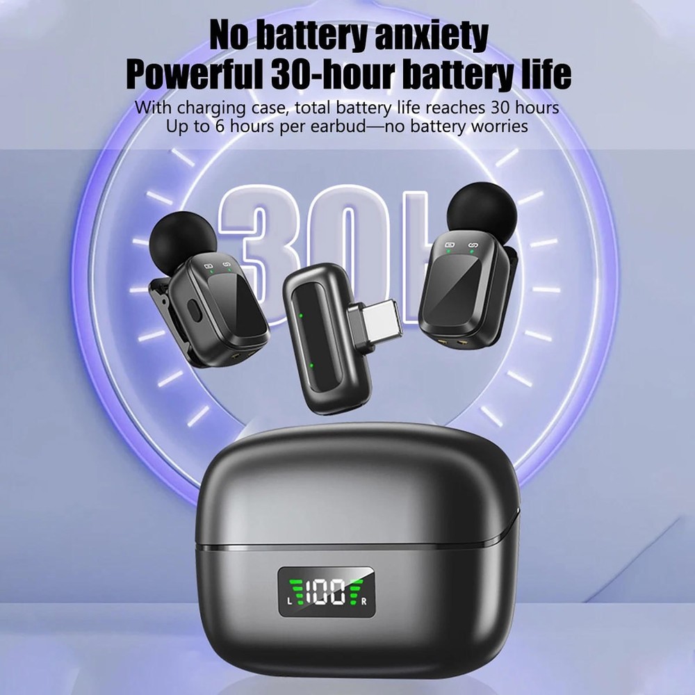 Wireless Type-C Microphone with Charging Case for Android iPhone Video Recording