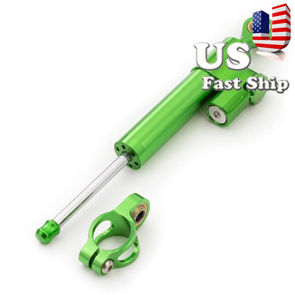 CNC Green Steering Damper  Linear Stabilizer Reversed Safety Control Universal