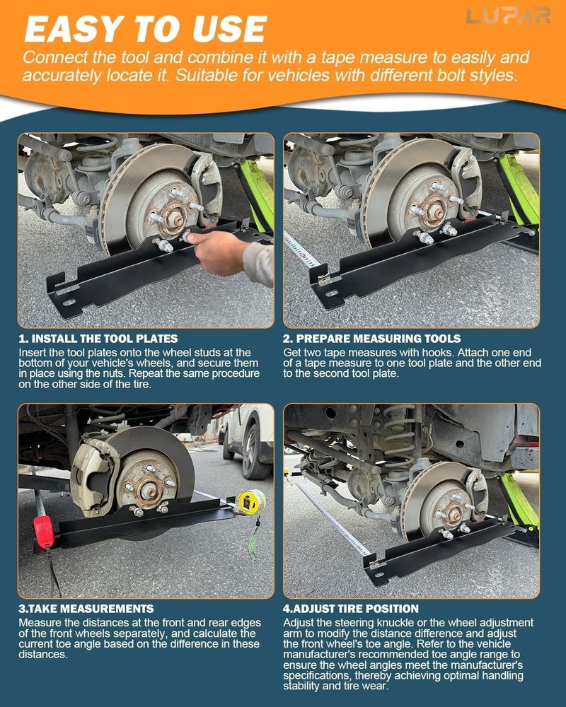 Universal Wheel Alignment Tool Plates with Secure Anti-Fall Design for Accuracy