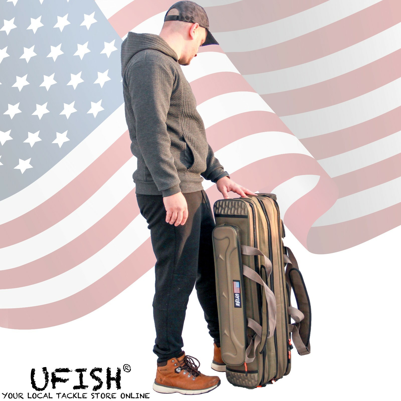 UFISH - Fishing Rod Bag , Pole Travel Case with Tackle Storage , Ice fishing