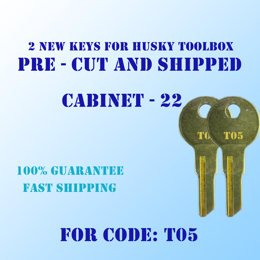 T05 Keys. Replacement pre cut keys for Husky tool box locks, cut to your code.