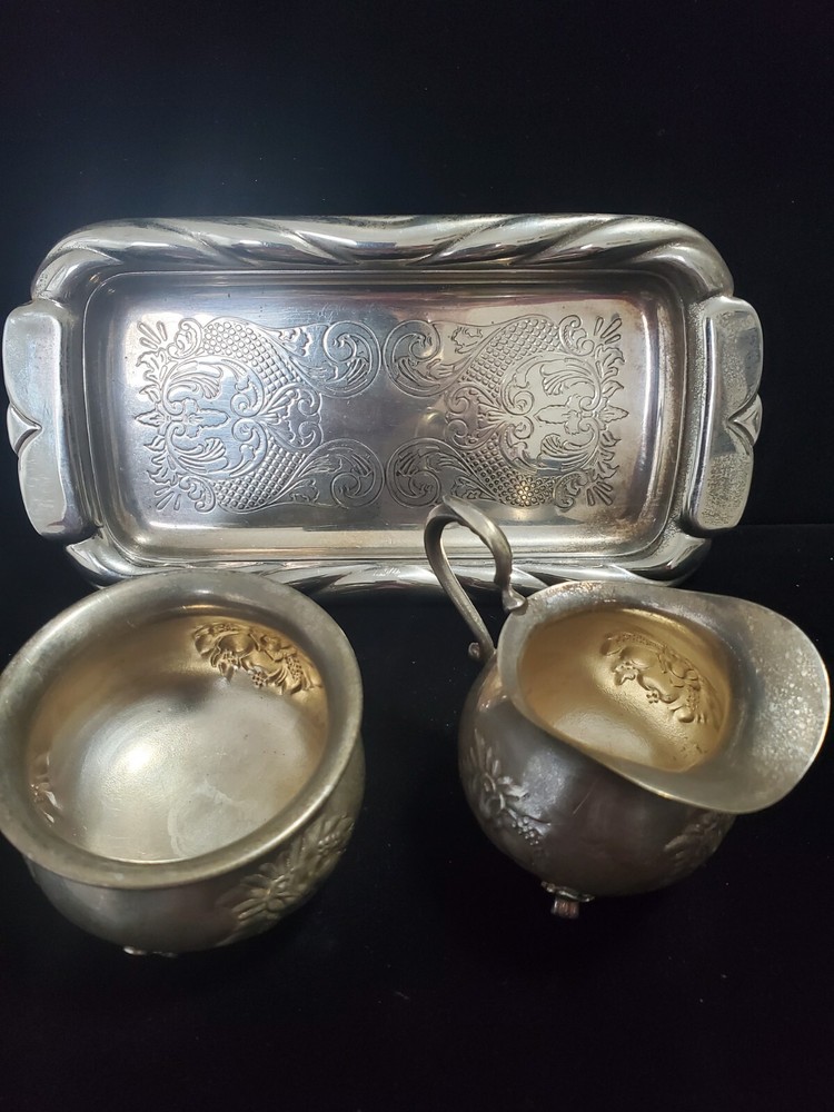Norwegian Silver Cream and Sugar Service.