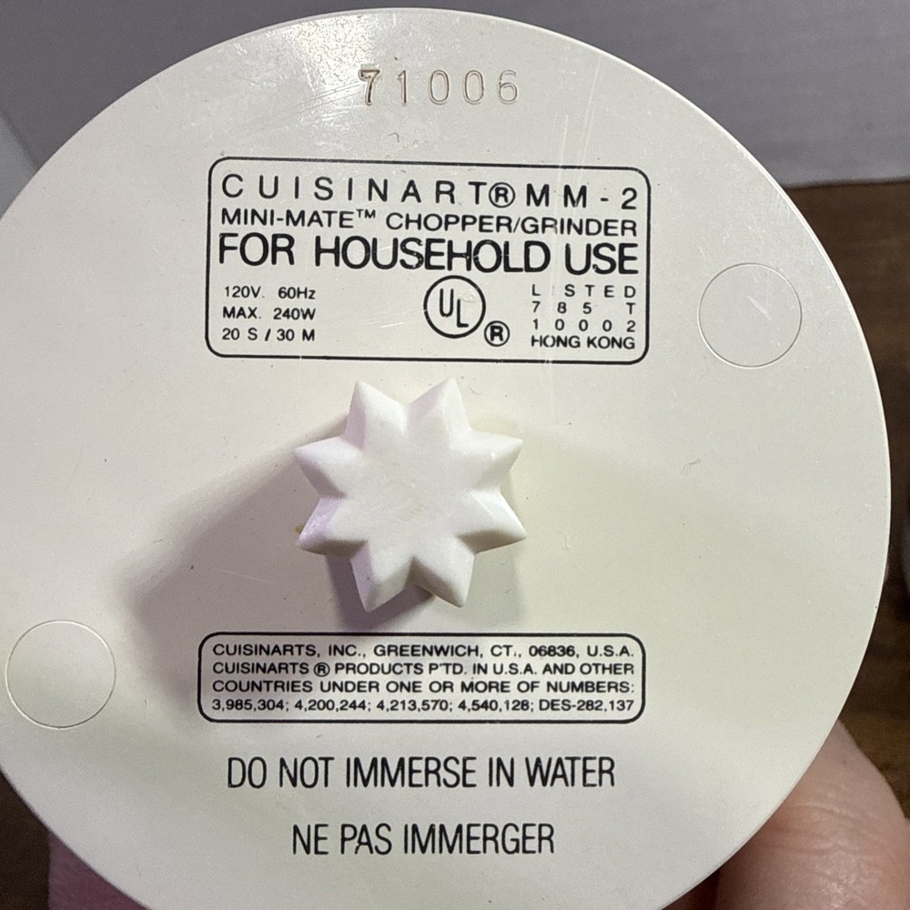Cuisinart Mini-Mate 1987 Chopper Grinder Model MM-2 Tested & Working