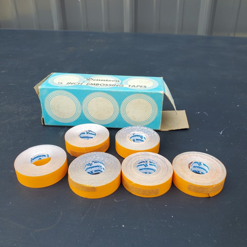 6 Rolls Vintage Dennison 1/2" Embossing Tapes