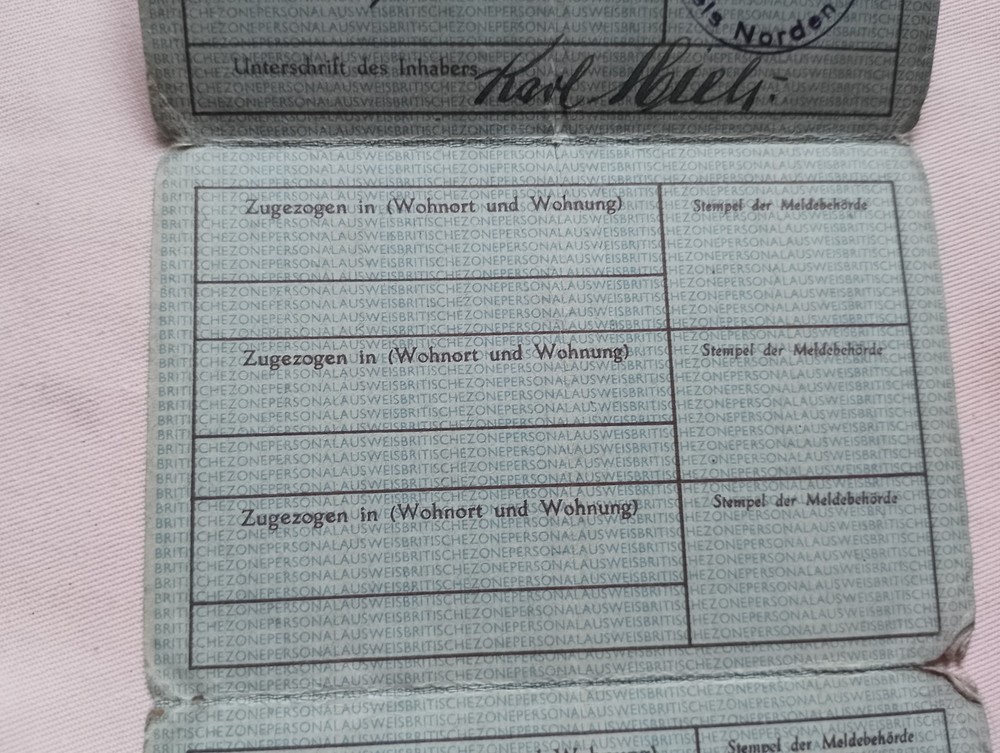 1950, Postwar Germany, identity card and work permit, British Occupation Zone.