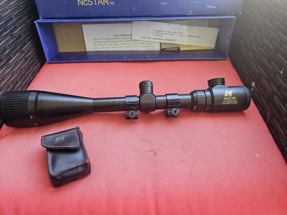 NCSTAR 6-24×50 AOE RANGEFINDER SCOPE IN ORIGINAL BOX USED CONDITION UNTESTED E3