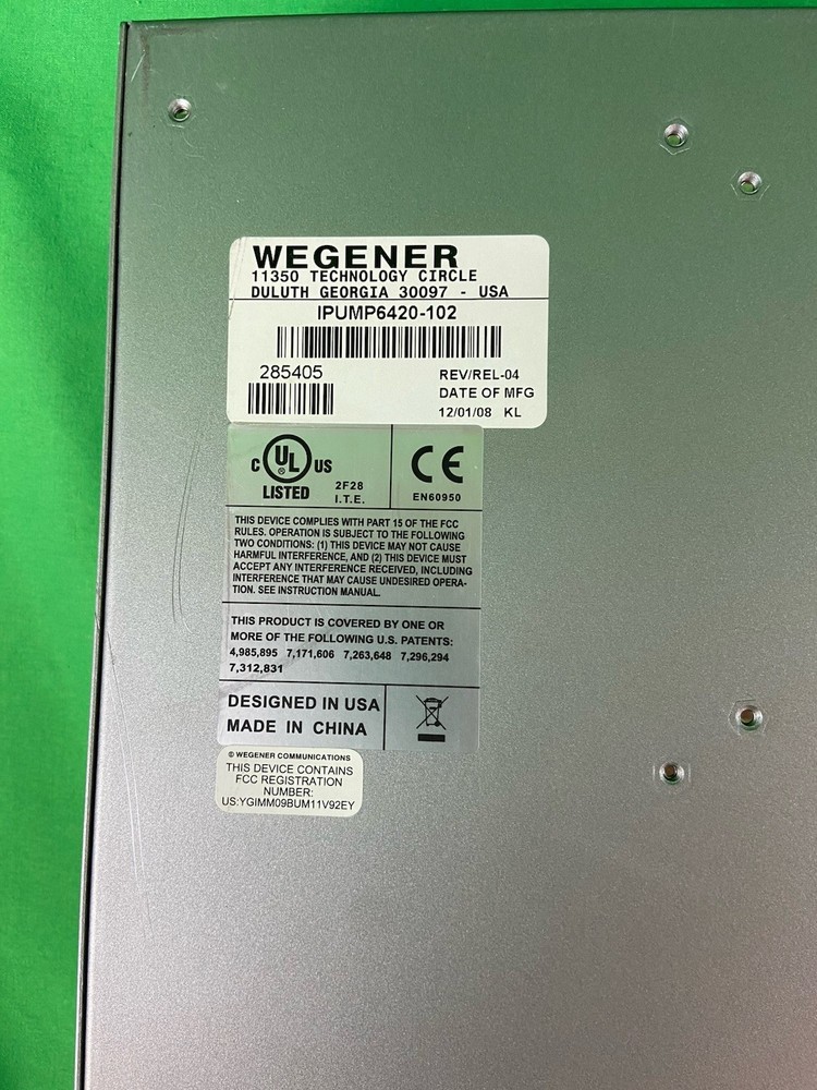 WEGENER iPump 6420 Professional Audio Server w/ Power Cord