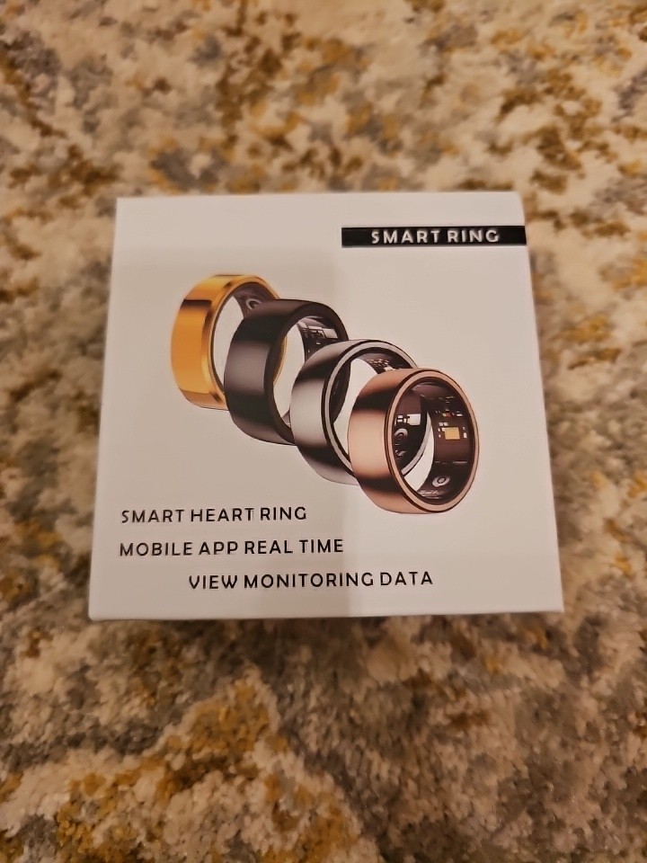 Smart Heart Ring Mobile App Compatible, Black, Size 13