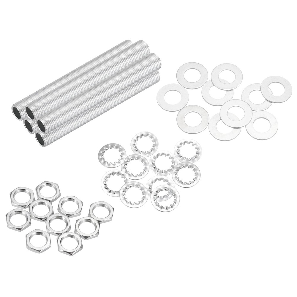 35Pcs 3.3" M10 Lamp Pipe Kit with Lock Nuts Washers for Assembly, Silver