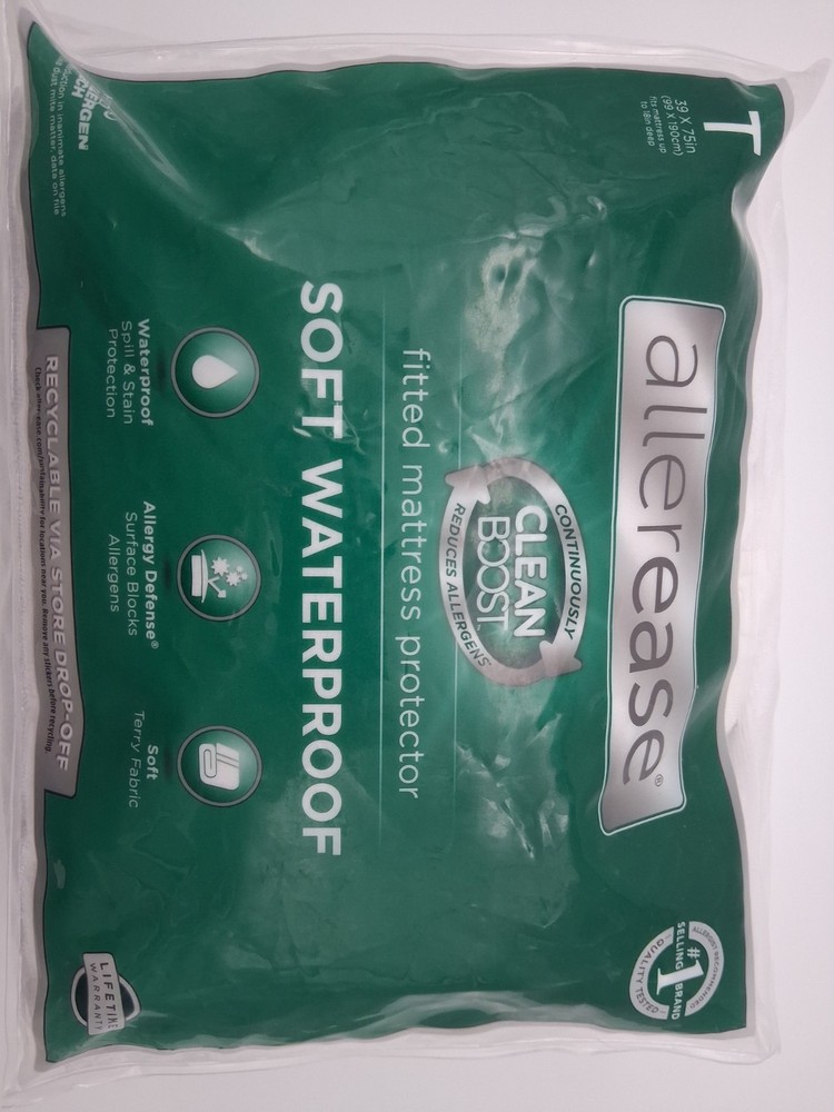 AllerEase Twin Soft Waterproof Allergy Defense Fitted Terry Mattress Protector