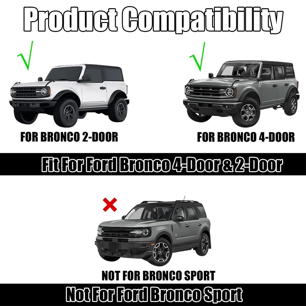 Hood Deflector Protector Compatible with Ford Bronco 2/4 Matte Black