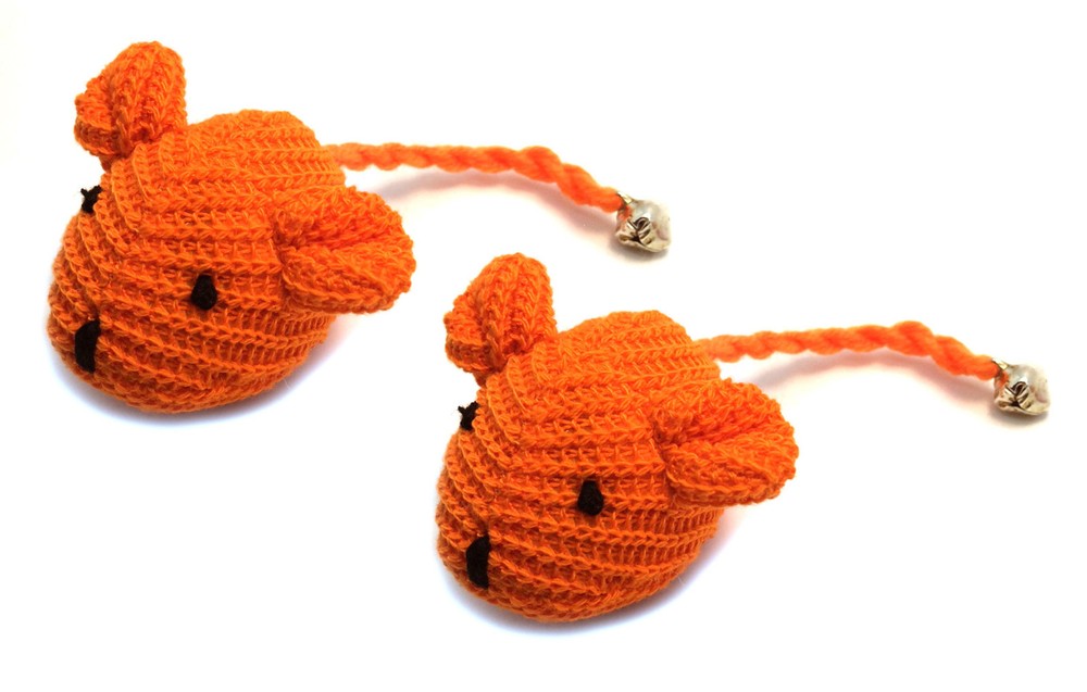 Crochet Mouse Cat Toy - 2 Pk Orange
