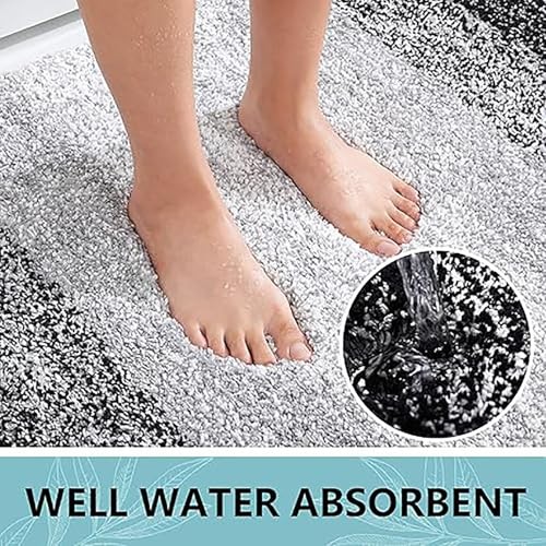 Microfiber Bathroom Rugs, Shaggy Soft and 30" x 17" Rectangular Black