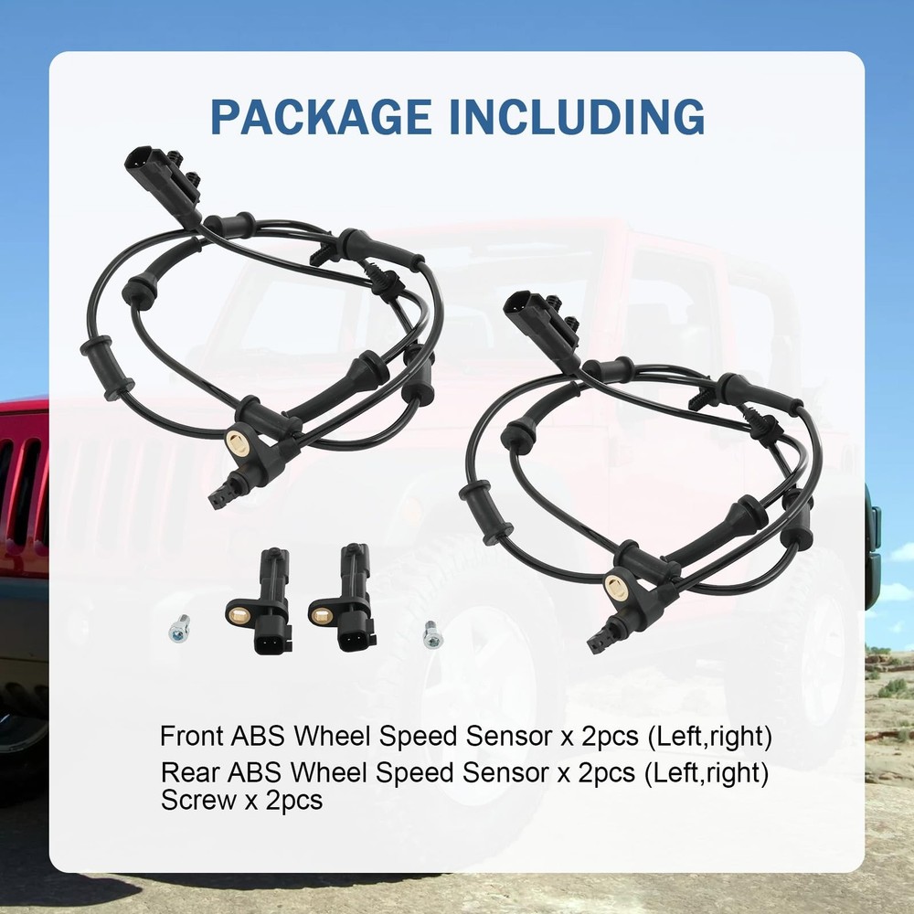 ABS Wheel Speed Sensor Replacement for Jeep Wrangler 20072017 4PCS Set