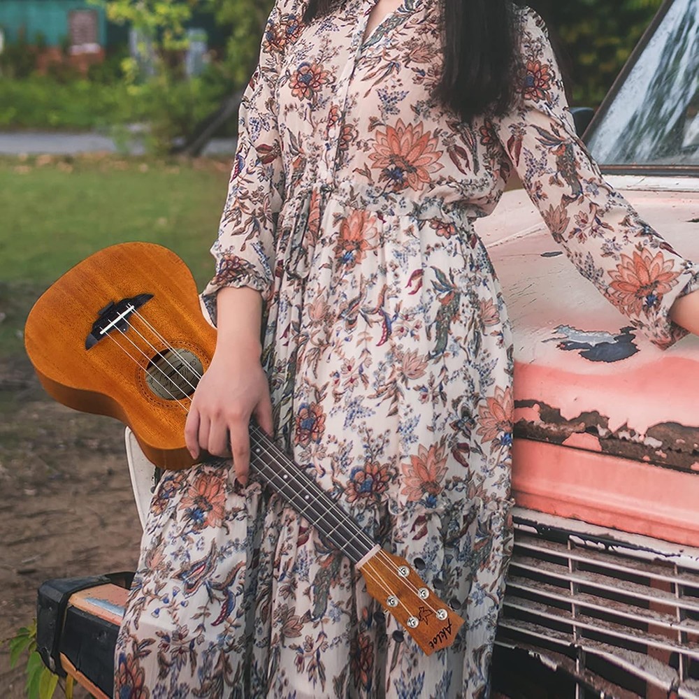 Solid Mahogany 5 String Tenor Ukulele Bundle=