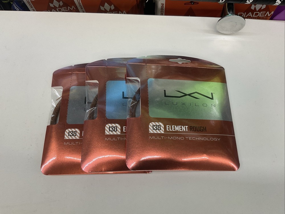 3 Pack Luxilon 130 Element Rough Multi-mono Technology 16Lg/1.30mm Brown String