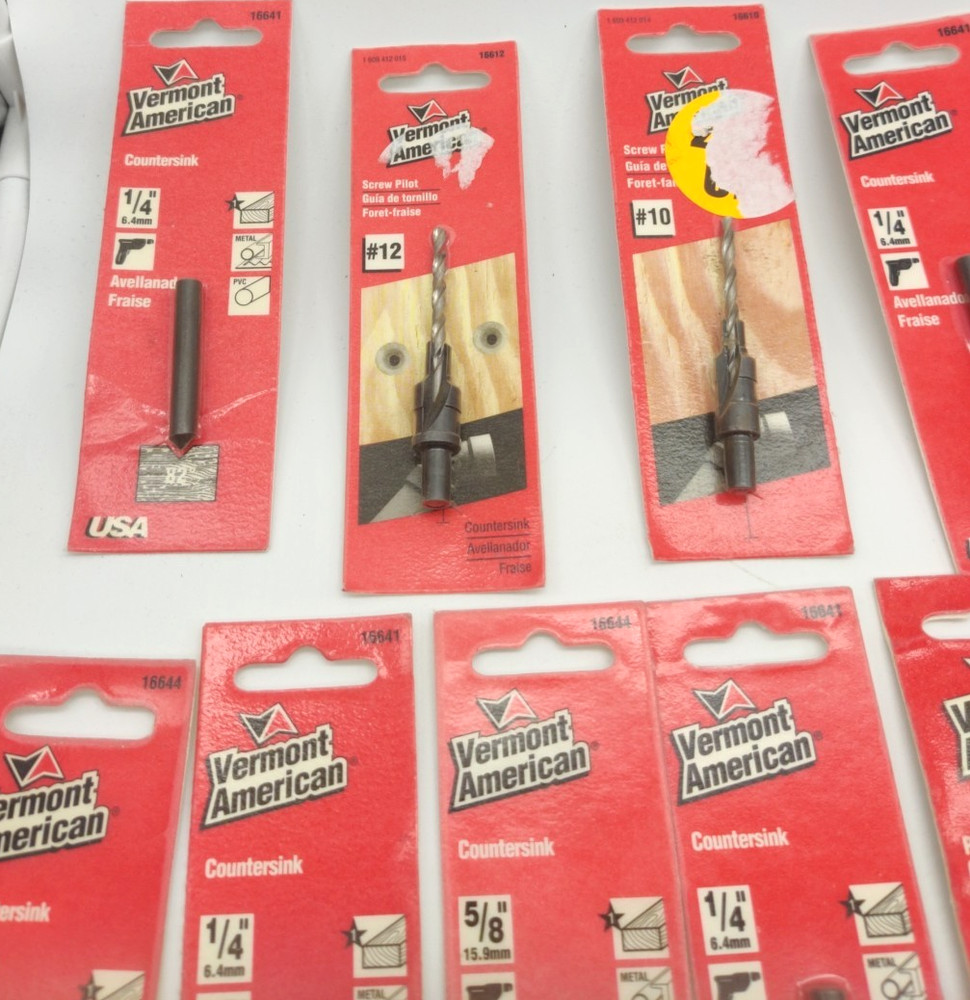 24pc Lot Assorted Vermont American Bits, Countersinks, Rotary File, Screw Pilot