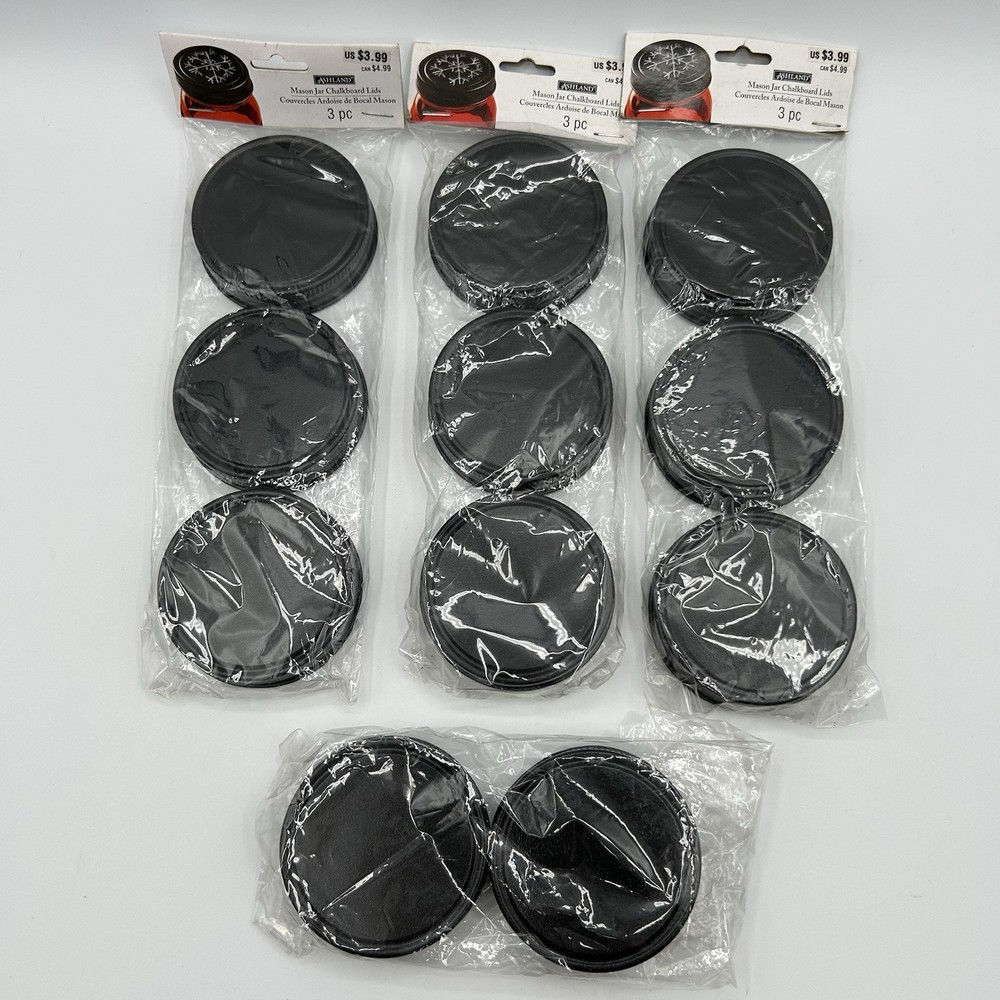 Reg. Mason Jar Lids Chalkboard Surface Reusable Solid Metal 11 Lids