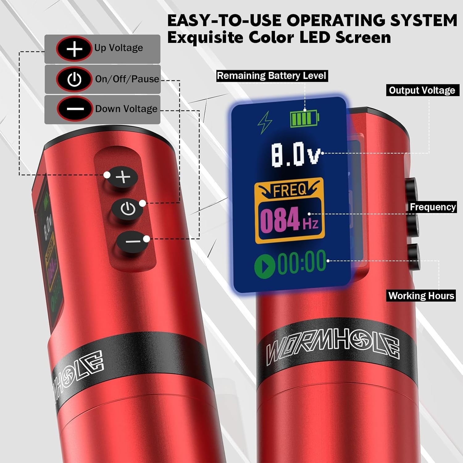 Wormhole Professional Wireless Tattoo Kit – Complete Set with 1800mAh Battery