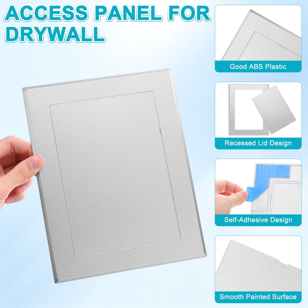 2-Pack Access Panel for Drywall, 7x5" Plastic Removable [Silver Tone, Rectangle]