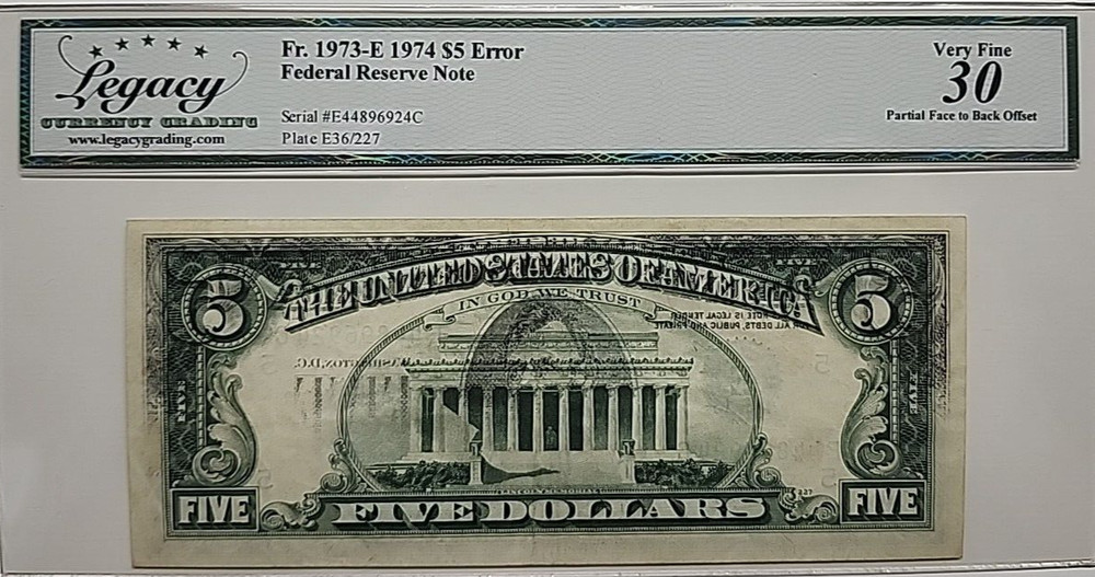 FACE TO BACK OFFSET ERROR STAINS 19574 5$ LEGACY30 6924C