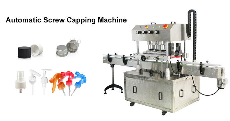 Automatic 4 Heads 8 Rubber Wheels Spray Bottle Screw Capping Machine High Speed