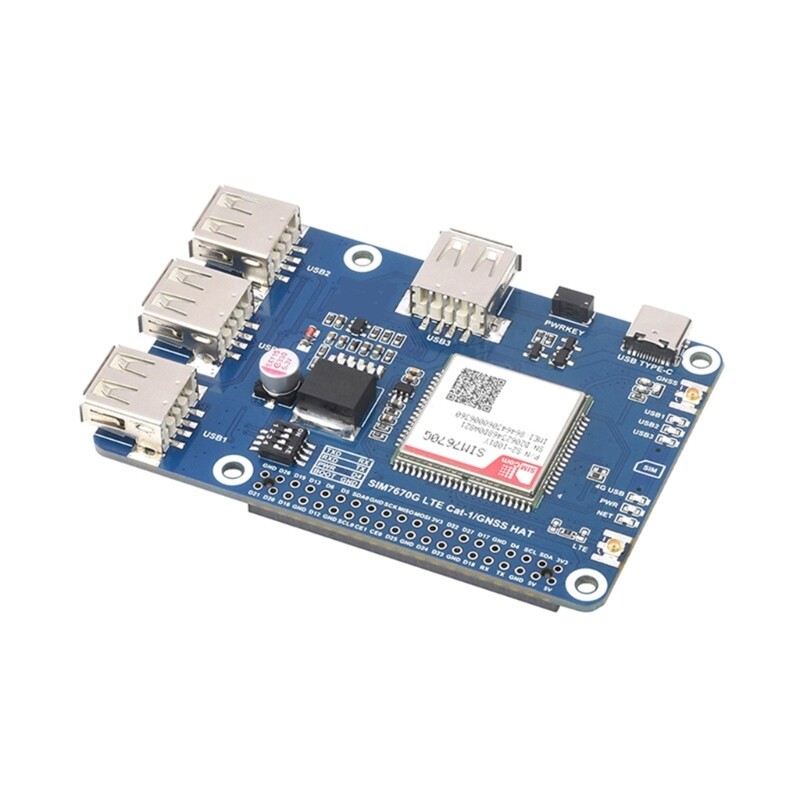 Cat-1/GNSS HAT Base On SIM7670G Module Global Multiple Bands Cat-1 for RPi