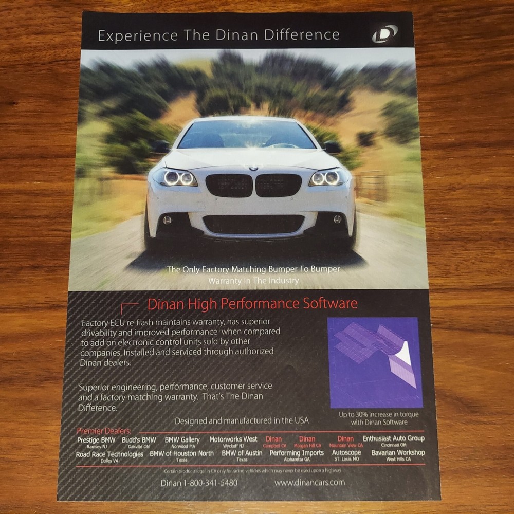 DINAN BMW PRINT AD MAGAZINE ADVERTISEMENT HIGH PERFORMANCE SOFTWARE