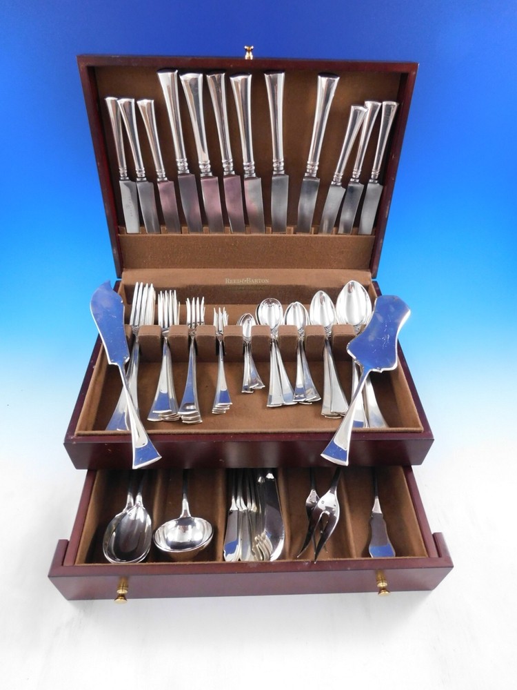 Continental Austrian 800 Silver Flatware Set Service 86 pieces Modern Design