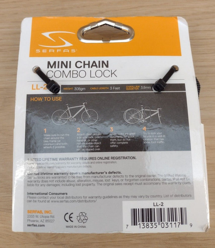 Serfas Mini Chain Combo Bike Lock (LL-2) (Reg. $20)