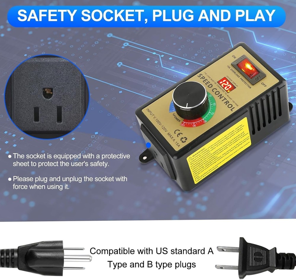 Variable Voltage Regulator 120V 15A 4000W AC Motor Speed Controller Dimmer