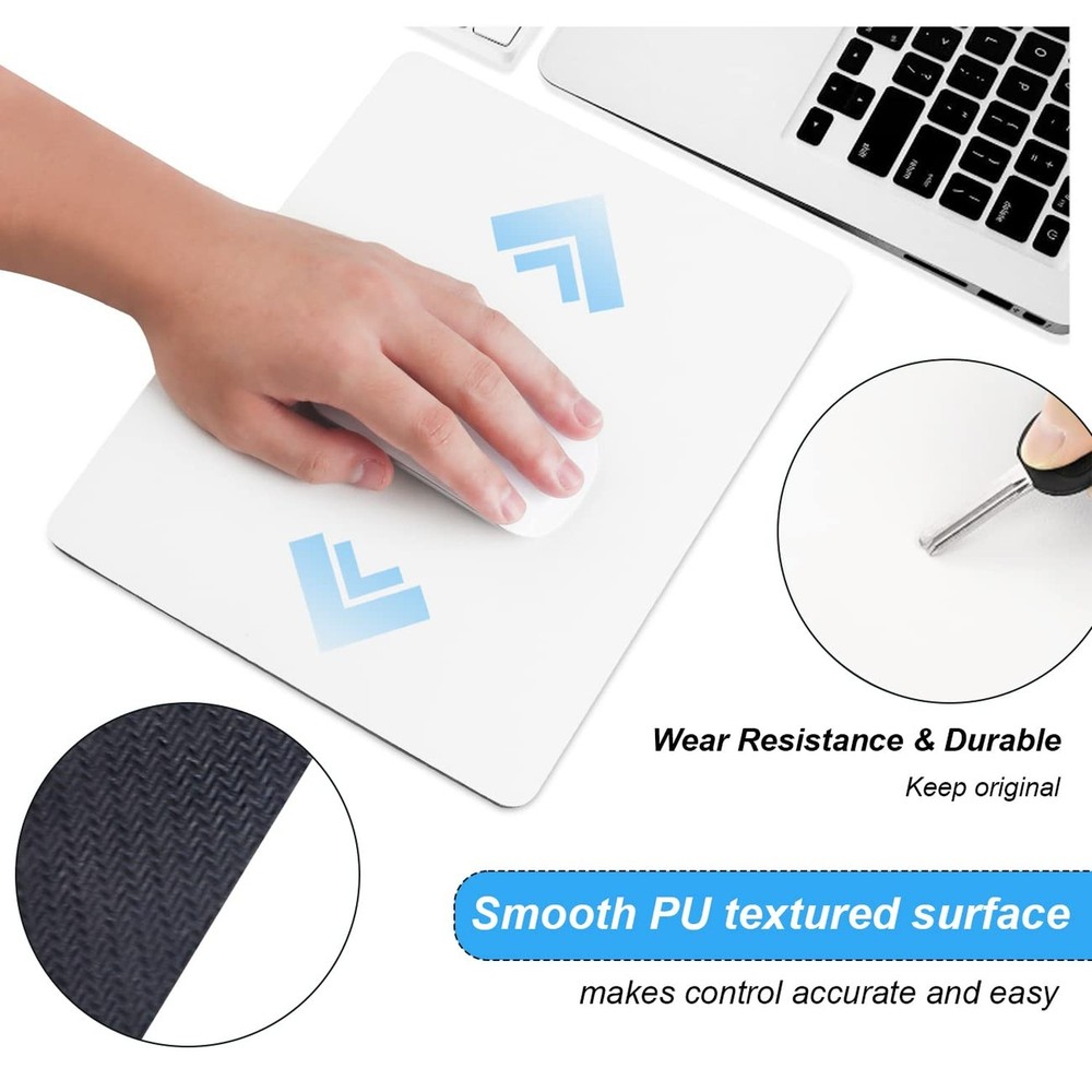 Leather Mouse pad Soft White Mouse Pad with Lychee Pattern Comfortable Surfac...