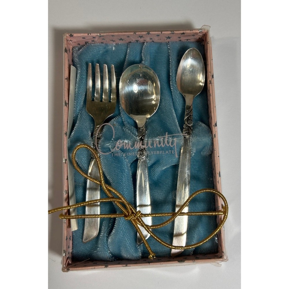Community Silverplate South Seas Children’s Flatware Set Fork Baby Spoon Vintage