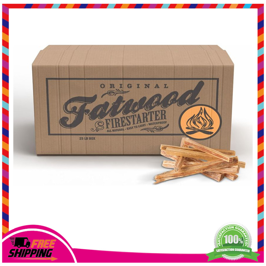 Fatwood Fire Starter Sticks 25lb Box 100% All Natural Pine Kindling Wood